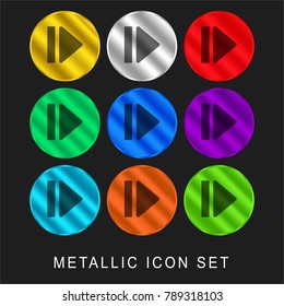Forward media step 9 color metallic chromium icon or logo set including gold and silver