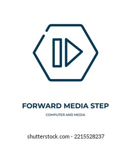 Forward Media Step Icon. Linear Vector Illustration From Computer And Media Collection. Outline Forward Media Step Icon Vector. Thin Line Symbol For Use On Web And Mobile Apps, Logo, Print Media.