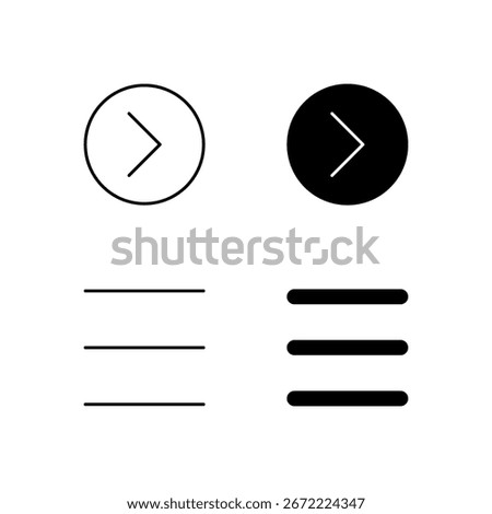 Forward and Menu Icon Collection in Line and Solid Style