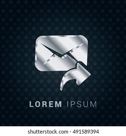 Forward Message 3D silver/platinum metallic chromium precious Icon / Logo Design