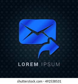 Forward Message Blue metallic chromium precious Icon / Logo Design