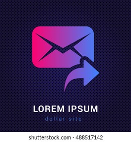 Forward Message Blue & Red colorful gradient attractive bright material Icon / Logo Design