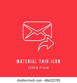 Forward Message Bright red material designed line thin flat icon / logo