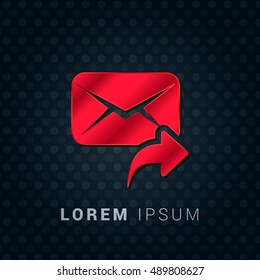 Forward Message Red chromium precious metallic 3D Icon / Logo Design