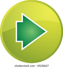 Forward navigation icon glossy button, round shape