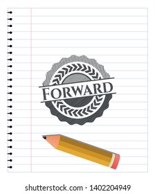 Forward pencil strokes emblem. Vector Illustration. Detailed.