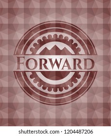 Forward red badge with geometric pattern background. Seamless.