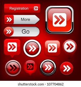 Forward red design elements for website or app. Vector eps10.