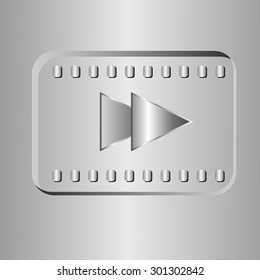 forward sign icon in square frame, film sign