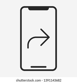 Forward social media icon isolated on smartphone screen. Arrow symbol modern simple vector icon for web site or mobile app