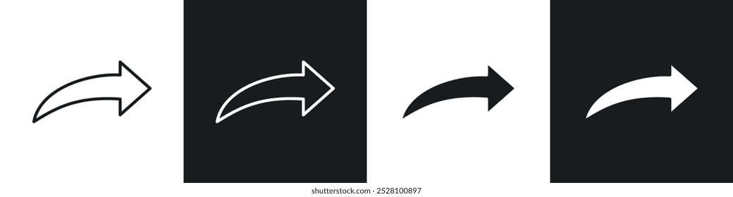 Forward vector icon set in black and white
