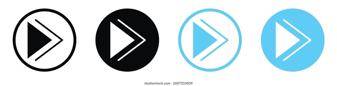 Forward vector icons in black and blue colors