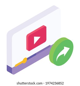 Forward video vector, arrow with video streaming 