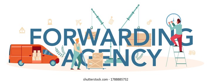 Forwarder concept. Transportation service concept. Loader in uniform holding a box. Goods loading. Isolated flat illustration vector
