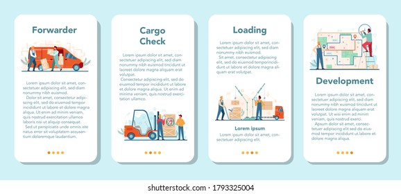 Forwarder concept. Transportation service concept. Loader in uniform holding a box. Goods loading. Isolated flat illustration vector
