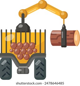 forwarder moving large felled logs concept, Log loaders transport trucks vector color icon design, timber and lumber Symbol, forest Deforestation products Sign,mill yard saw works stock illustration