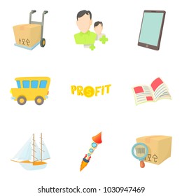 Forwarding icons set. Cartoon set of 9 forwarding vector icons for web isolated on white background