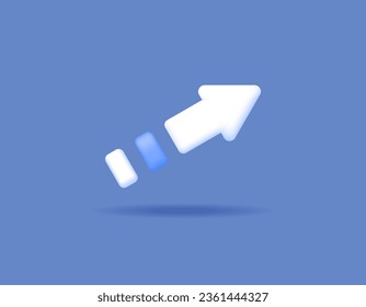 forwarding, the process of sending, transferring, uploading or increasing. up arrow. symbol or icon. minimalist 3d design concept. The icon is white and has a blue background