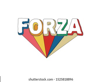 Forza print slogan tee graphic. (Forza means Force in Italian.)