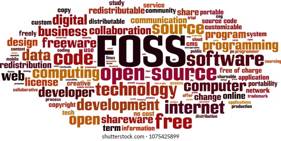 FOSS word cloud concept. Vector illustration