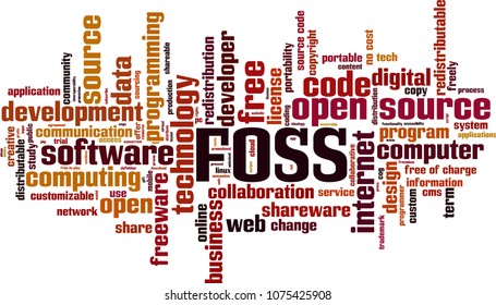 FOSS word cloud concept. Vector illustration