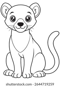 Fossa Desenho Animado Coloração Página Imprimível Adorável Animal Ilustração