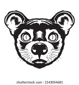 Fossa face vector iilustration in hand drawn style, perfect for tshirt and mascot design 