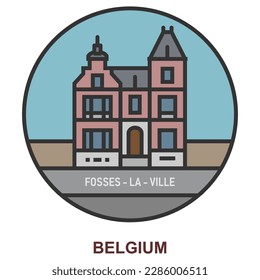 Fosses-La-Ville. Cities and towns in Belgium. Flat landmark