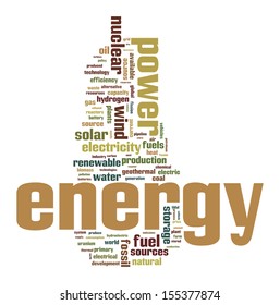 Fossil and alternative energy sources word cloud