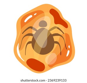 Fossil amber prehistoric geology insects bug isolated concept. Vector flat graphic design illustration
