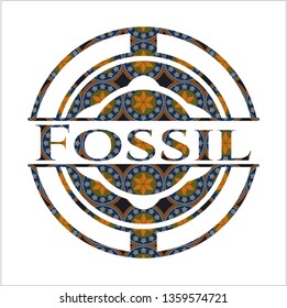Fossil arabic emblem background. Arabesque decoration.