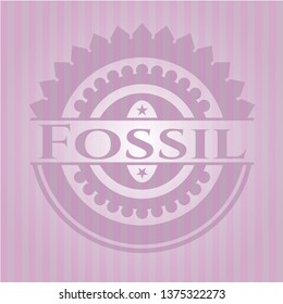 Fossil badge with pink background