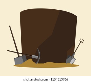 fossil and equipment vector illustration