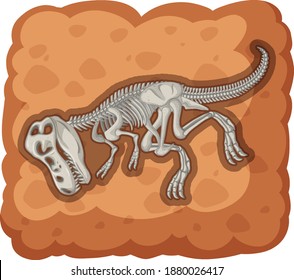 Fósil de dinosaurio extinto en ilustración de fondo blanco