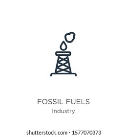 Fossil fuels icon. Thin linear fossil fuels outline icon isolated on white background from industry collection. Line vector sign, symbol for web and mobile