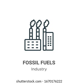 Fossil fuels outline vector icon. Thin line black fossil fuels icon, flat vector simple element illustration from editable industry concept isolated stroke on white background