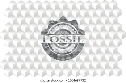 Fossil grey emblem with geometric cube white background