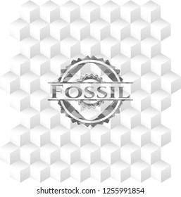 Fossil grey emblem. Retro with geometric cube white background