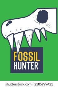 fossil hunter,cartoon dinosaur bones,t-shirt design fashion vector