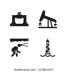 fossil icon. 4 fossil vector icons set. miner, oil mining fire and pipeline icons for web and design about fossil theme