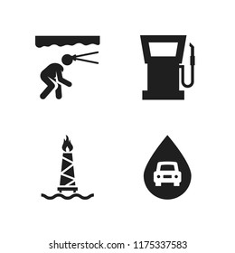 fossil icon. 4 fossil vector icons set. miner, oil mining fire and fuel dispenser icons for web and design about fossil theme