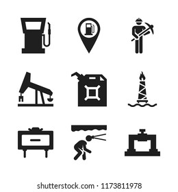 fossil icon. 9 fossil vector icons set. mine, gas station point and fuel dispenser icons for web and design about fossil theme