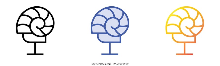 fossil icon. Linear, Blue Fill and Gradient Style Design Isolated On White Background