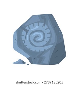 Fossil icon, fossil vector illustration, fossil clip art, prehistoric stone with spiral fossil carving vector image