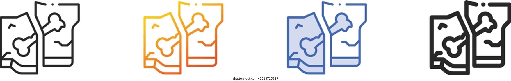 fossiles Symbol.Dünn linear, Farbverlauf, blauer Strich und kräftiges Style-Design einzeln auf weißem Hintergrund