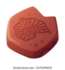 Fossil Imprint Obtained by Digging on Surface of Soil or Ground Vector Illustration