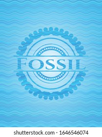 emblema de la ola azul celeste fósil. Ilustración vectorial. Detallado.