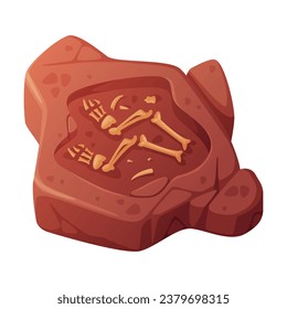 Fossil Obtained by Digging Rested in Soil or Ground Vector Illustration
