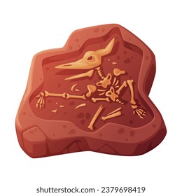 Fossil Obtained by Digging Rested in Soil or Ground Vector Illustration