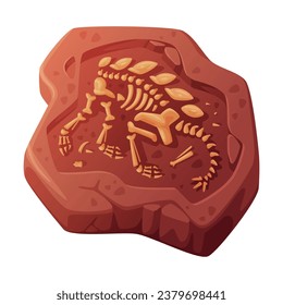 Fossil Obtained by Digging Rested in Soil or Ground Vector Illustration